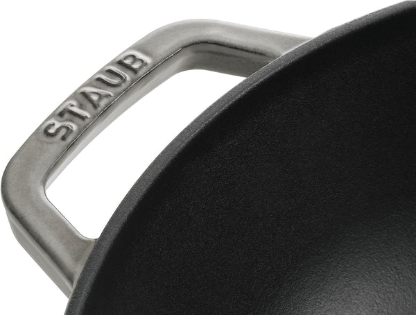 Staub Cast Iron Perfect Pan, Wok, Dutch Oven, 4.5-Quart, Serves 4-5, Made in France, Graphite Gray, Made in France6
