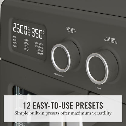 French Door Air Fryer Toaster & Convection Oven 34QT, Caviar | 12-In-1 Countertop Oven, Bake, Broil, Roast, Fits 12” Pizza, Dehydrate, Air Fry Basket, Oven Rack, Rotisserie, Black4