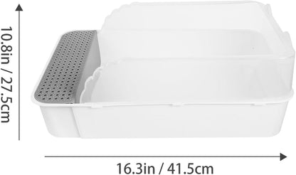 Detachable Semi-Enclosed Cat Litter Box Splash-Resistant Small White Cat Toilet Pan for Indoor Kitten Training and Litter Housebreaking2