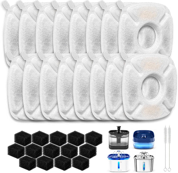 12Pcs Cat Fountain Filter for Veken Water Fountain Filters with 95Oz/2.8L 67Oz/2L 135Oz/4L Cat Water Fountain Dispenser Triple Filtration Cat Water Fountain Filter for Pets8