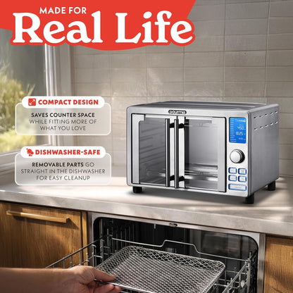 Air Fryer French Door Toaster Oven - 6-Slice Capacity, LED Display with 14 Cooking Presets, Stainless Steel7