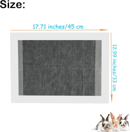 100 Pcs Disposable Rabbit Pee Pads,Pet Pees Pad Cage Black Carbon Liner,Super Absorbent Leak Proof Cushion Reduce Odor Bunny Training Accessories for Kitten Puppy Hamsters Hedgehog2