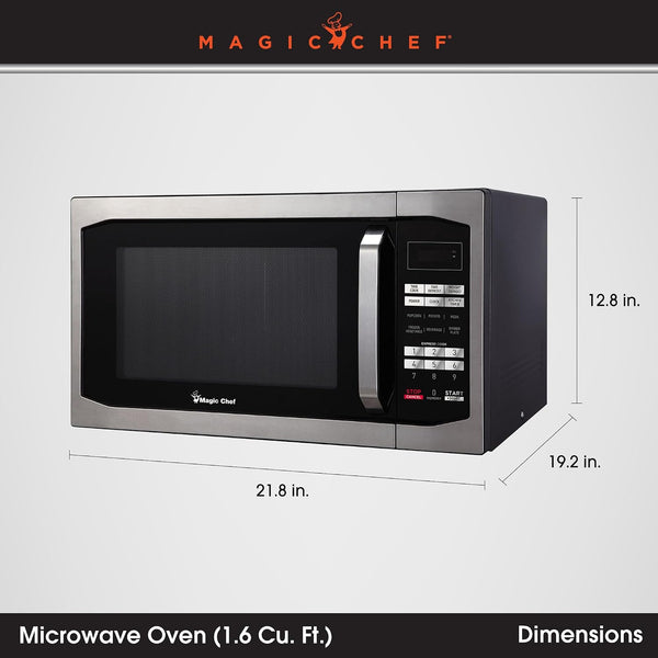 1.6 Cu. Ft. Countertop Microwave with Stainless Door | Countertop Microwave Oven, Stainless Steel, 1100W, Child Safety Lock, Defrost, Memory Function, Timer3
