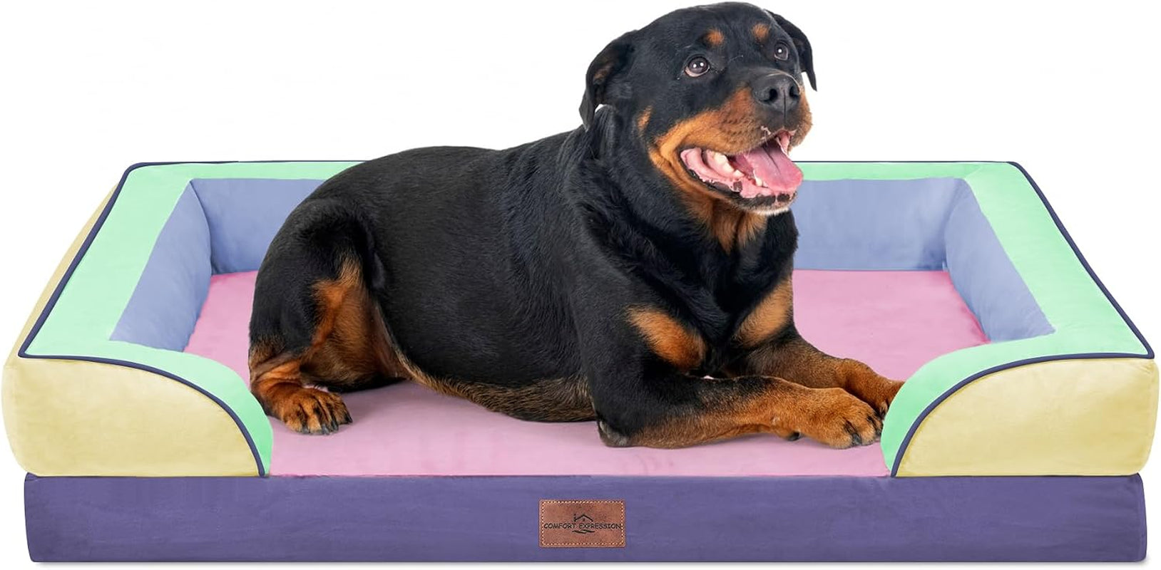 comfort-expression-orthopedic-dog-bed-for-extra-large-dogs-with-bolster-waterproof-dog-couch-bed-with-washable-cover-non-slip-bottom-supportive-egg-crate-foam-xl-pet-bed-42x30-inch