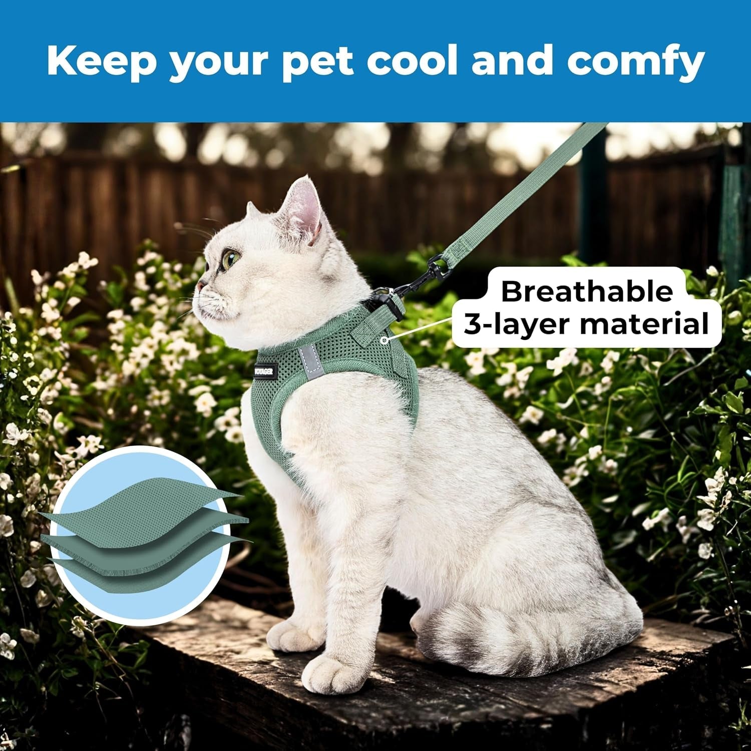 voyager-step-in-pet-harness-all-weather-mesh-adjustable-step-in-harness-for-cats-and-dogs-by-best-pet-supplies-307-set-moss-green-m