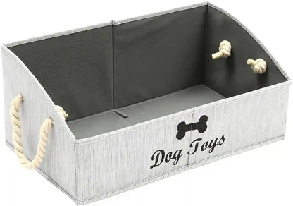 Morezi Large Dog Toy Bin Puppy Shallow Toy Basket Dog Toy Storage Perfect for Living Room Playroom Closet Home Organization - Grey Canvas1