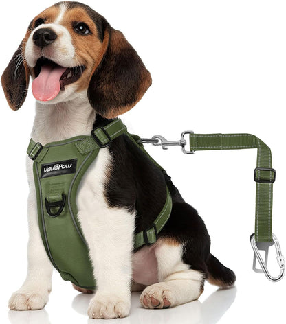 Vavopaw Dog Seat Belt Vest Harness for Car,2 in 1 Seatbelt Buckle | Soft Breathable Mesh,Adjustable Buckle,Nylon,Heavy Duty Pet Safety Seat Belts for Small Medium Large Pets,Black,L11