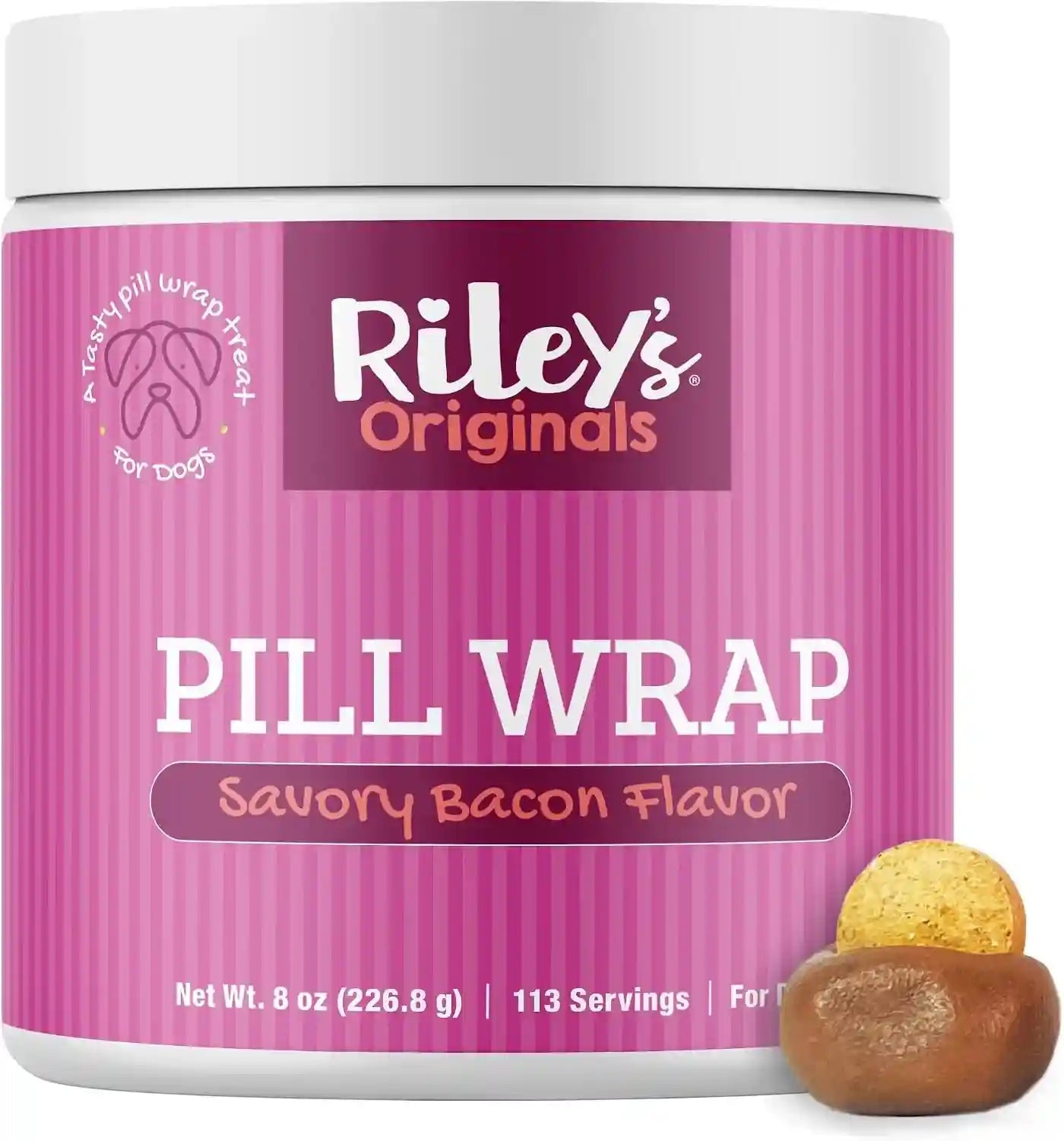rileys-pill-wrap-for-dogs-cheese-bacon-pill-paste-for-dogs-4-2oz-wrap-capsules-tablets-in-a-tasty-pocket-or-pouch-to-mask-the-taste-flavored-treat-paste-for-easy-medication-time