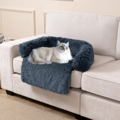 Calming Dogs/Cats Bed Mats, Dog Pad Washable Removable Couch Cover, Plush Long Fur Mat for Pets, Waterproof Lining, Perfect for Small, Medium and Large Dogs and Cats (Gradient Gray, 36"X31")37