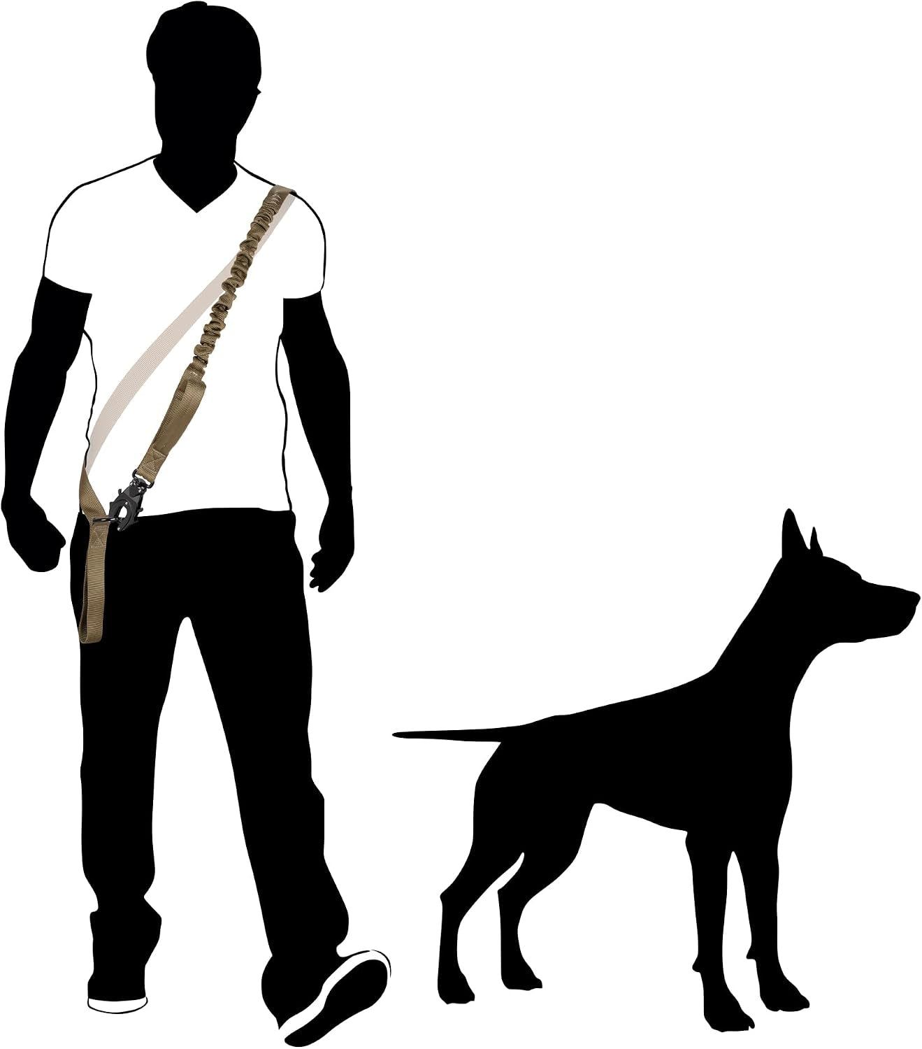 icefang-tactical-dog-leash-with-quick-release-metal-clasp-bungee-dog-lead-with-2-control-handles-hands-free-d-ring-reflective-4ft-length-for-medium-large-dogs-brown