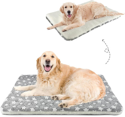 Mora Pets Cat Bed Dog Crate Pad Ultra Soft Pet Bed with Cute Star Print Washable Crate Mat for Small Dogs and Indoor Cats Reversible Fleece Dog Kennel Pad Cat Carrier Mat 14 X 17.5 Inch Grey9