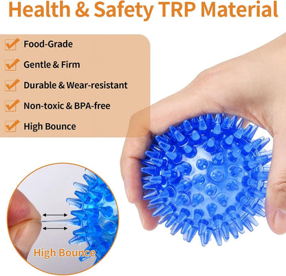 6 Pack Squeaky Spiky Dog Balls, Puppy Chew Toys for Teething, Small | Food-Grade TPR Rubber Durable, Interactive Fetch Floating Dog Pool Ball Toy for Chewers for Small Medium3