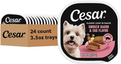 Cesar Classic Loaf in Sauce Wet Dog Food, Filet Mignon, 3.5 Oz, 24 Count | Made in USA, Real Beef #1 Ingredient, No Fillers/Added Sugar/Artificial Flavors, Use as Meal or Topper, Easy Peel Trays15