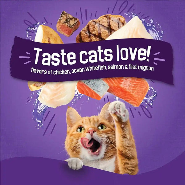 Purina Friskies Cat Food Surfin and Turfin Favorites Flavors of Chicken, Whitefish, Salmon and Filet Mignon - (Pack of 4) 3.15 Lb. Bags4