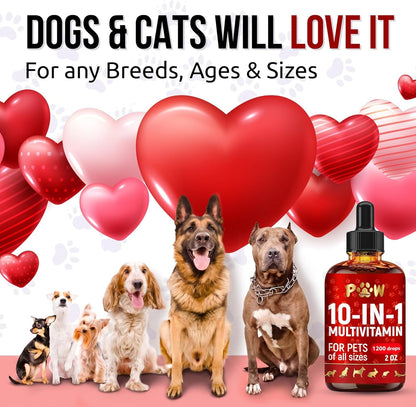 Liquid Multivitamin for Dogs with Glucosamine – Help with Allergies & Utis – Dog Vitamins and Supplements – Cat Multivitamin for Hips & Joints – B, C & D3 for Coat Shining & Digestion – 2 Oz6