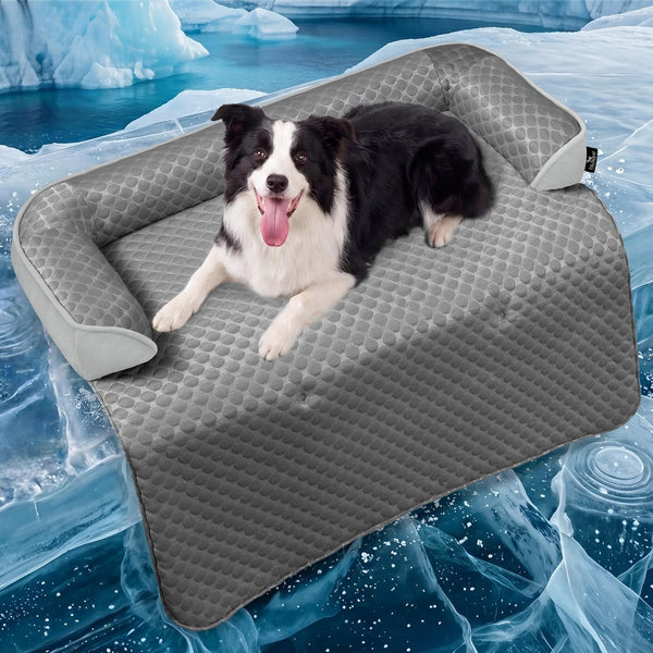 Calming Large Dog Bed for Couch, 41 X 37 Inch Removable Couch Cover for Dogs Washable, Non-Slip Fluffy Plush Dog Sofa Mat for Furniture Protector - Grey10