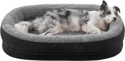 JOEJOY Orthopedic Dog Beds Large Sized Dog, XL Egg-Crate Memory Foam Pet Couch Bed with Bolster Sides, Waterproof Lining, Removable Washable Cover & Non-Slip Bottom, Grey25