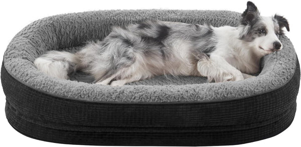 JOEJOY Orthopedic Dog Beds Large Sized Dog, XL Egg-Crate Memory Foam Pet Couch Bed with Bolster Sides, Waterproof Lining, Removable Washable Cover & Non-Slip Bottom, Grey25