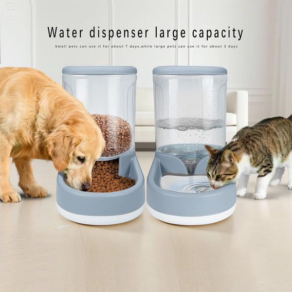 MOLOPARTY Automatic Dog Cat Feeder and Water Dispenser Gravity Food Feeder and Waterer Set with Pet Food Bowl for Small Medium Dog Puppy Kitten, Large Capacity 1 (Pet Feeder and Waterer Set)2