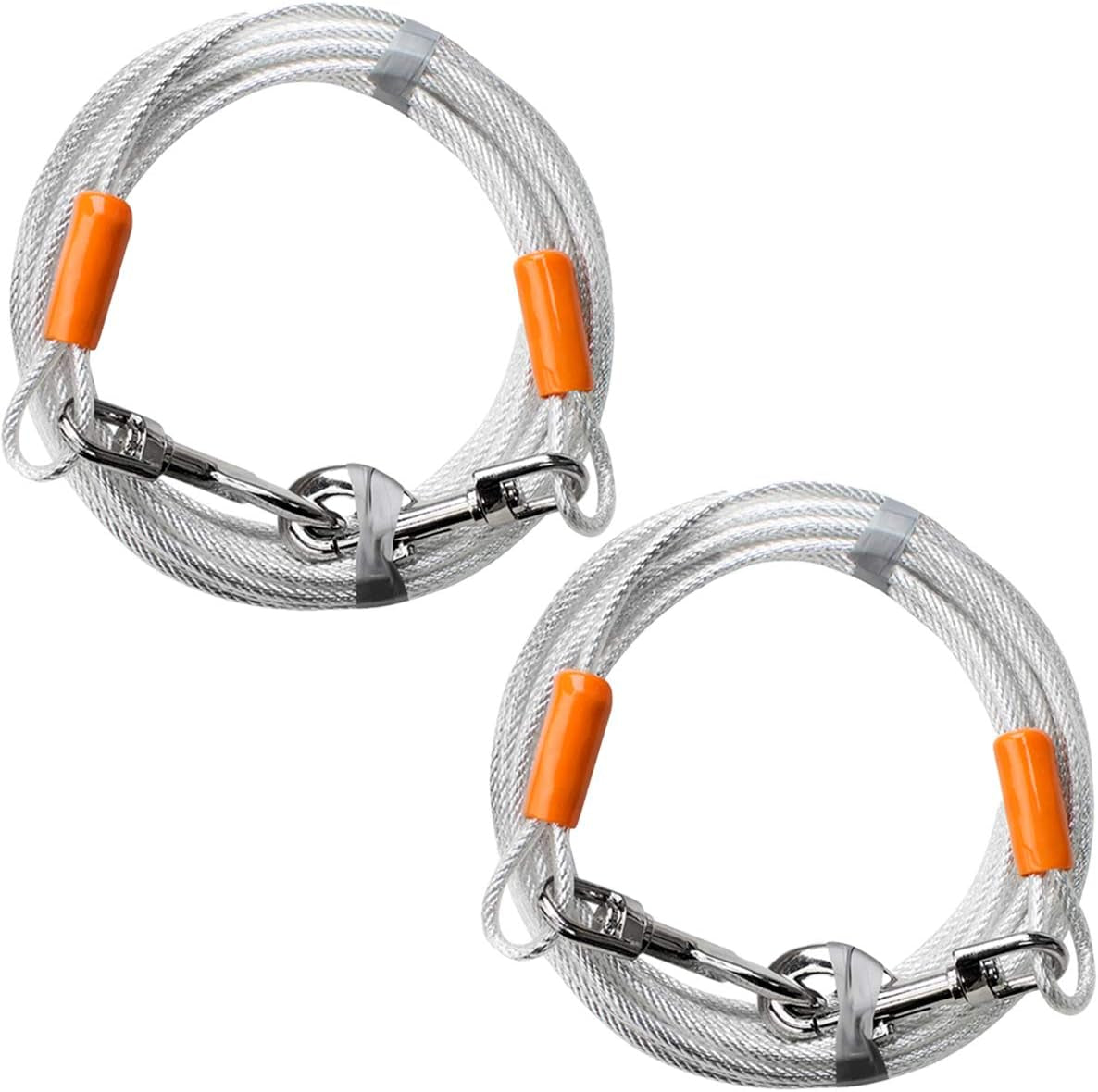 bv-dog-tie-out-cable-30-feet-heavy-duty-dog-lead-up-to-125-pounds-reflective-rust-free-with-quick-release-swivel-clips-360-rotating-clasp-tangle-free-dogs-runner-for-yard-red-single