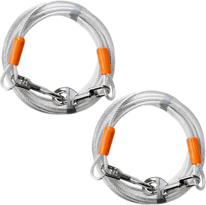 BV Dog Tie Out Cable 30 Feet - Heavy Duty Dog Lead up to 125 Pounds - Reflective & Rust-Free with Quick Release Swivel Clips & 360° Rotating Clasp - Tangle-Free Dogs Runner for Yard (Red, Single)10