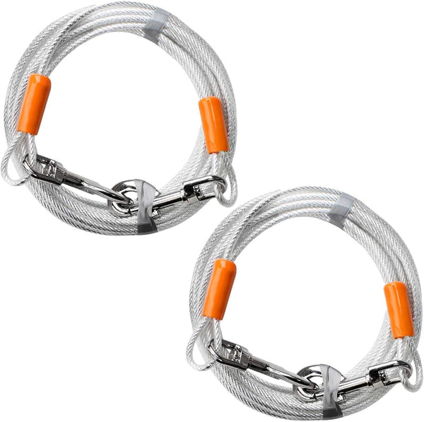 BV Dog Tie Out Cable 30 Feet - Heavy Duty Dog Lead up to 125 Pounds - Reflective & Rust-Free with Quick Release Swivel Clips & 360° Rotating Clasp - Tangle-Free Dogs Runner for Yard (Red, Single)10