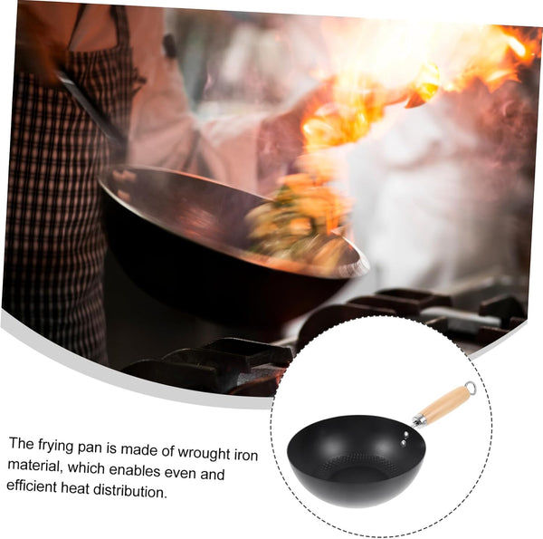 Iron Wok Japanese Frying Pan for Gas Stove round Bottom Wok Pan Small Cookware for Stir Fry Eggs Potatoes Meat and Home Kitchen Use 14.56 X 7.87 X 3.54 In9