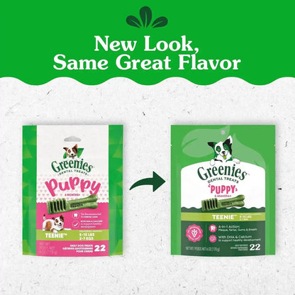 Greenies Puppy Teenie Natural Dental Dog Treats, Original Flavor, 22 Count | Veterinarian-Recommended, Natural Ingredients, Cleans Teeth & Freshens Breath, for Dogs 5-15 Lbs, 6 Oz. Pack2