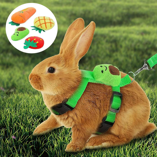 4 Sets Adjustable Bunny Rabbit Harness and Leash Set Small Pet Cute Vest Harness Leash Ferret Harness Guinea Pig Harness Ferret Leash with Decorations for Bunny Kitten Puppy, Small Pets3