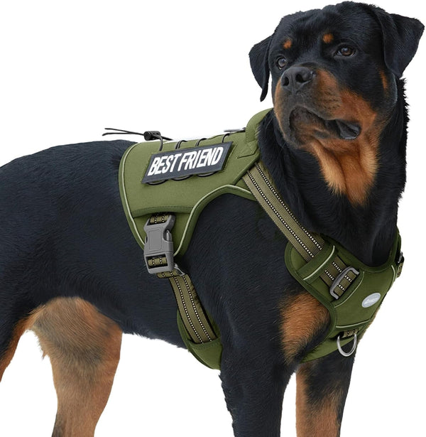 Auroth Tactical Dog Harness for Large Dogs No Pull Adjustable Pet Harness Reflective K9 Working Training Easy Control Pet Vest Military Service Dog Harnesses Army Yellow L50