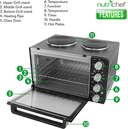 Kitchen Convection Electric Countertop Rotisserie Toaster Oven Cooker with Food Warming Hot Plates, 30+ Quart (AZPKRTO28)2