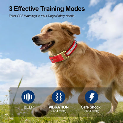 GPS Wireless Dog Collar Fence System with Free App, Smart Portable Electric Dog Fence 64-3280Ft, Waterproof, Rechargeable for Medium Large Dogs Outdoor Use7
