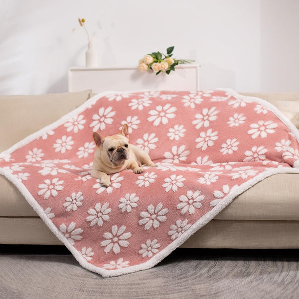 Cute Waterproof Blanket for Dog Cat or Adult, 50"X60", Pink | 3D Textured Flower Pet Blanket for Bed Couch Sofa, Soft Liquid Pee Proof Pet Furniture Protector1