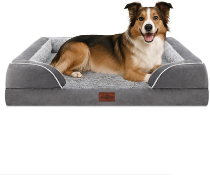 Comfort Expression Orthopedic Dog Bed for Extra Large Dogs with Bolster | Waterproof Dog Couch Bed with Washable Cover & Non-Slip Bottom, Supportive Egg Crate Foam XL Pet Bed, 42X30 Inch172