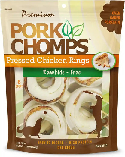 Pork Chomps Roasted Pork Skin Dog Chews, 6 Inch Rib Shapes, 10 Count, Pack of 1 - Long-Lasting Treats for Dogs - High Protein, Rawhide-Free, Low Fat, Healthy & Delicious Chews9