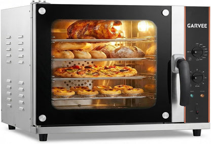 Commercial Convection Oven Countertop, 68L/60Qt, 1750W Toaster, 4-Tier Electric Oven W/Front Glass Door, Trays Wire Racks Clip Gloves, 120V1