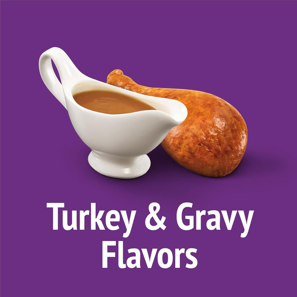 Purina Friskies Cat Treats, Party Mix Gravy-Licious Crunch Turkey and Gravy Flavors - (Pack of 6) 6 Oz. Pouches3