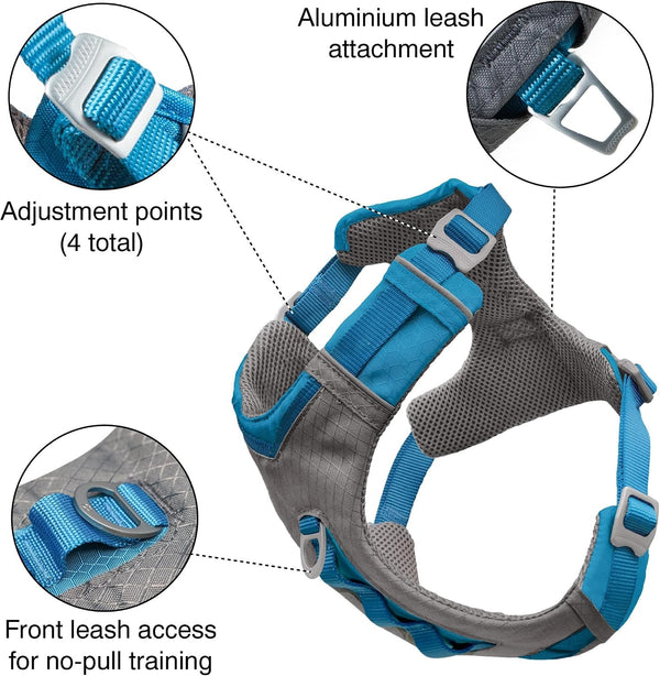 Kurgo Journey Air Dog Harness, Blue, Small | Padded Chest, Ripstop Outer & Breathable Mesh, Back Assist Handle, Rust-Free Aluminum Hardware, Reflective Trim2