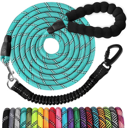 Long Dog Leash 15 FT: Heavy Duty Rope Leashes for Dogs Training with Swivel Lockable Hook Reflective Threads Bungee and Padded Handle - Dog Lead for Large Small Medium Dogs outside Walking Hiking17