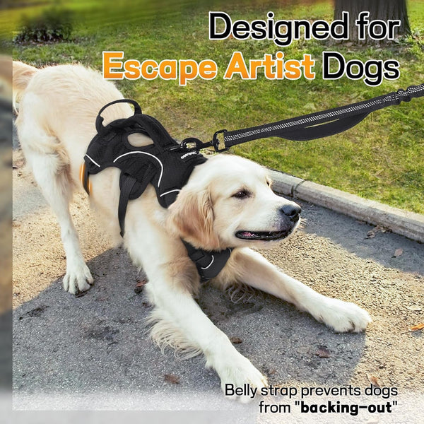 Rabbitgoo Escape Proof Dog Harness for Large, No Pull with Lift Handle | No Escape, Full Soft Padded, Reflective Adjustable Vest, Leash Clip for Walking Hiking Training, Black, Large2