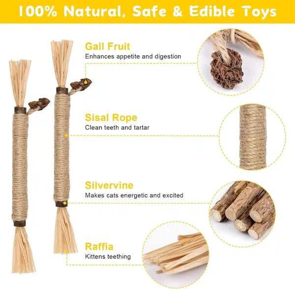 9 Pack Silvervine Sticks for Cats, Natural Cat Chew Stick Toys Set | Matatabi Dental Care Cat Treat for Indoor Cats/Kittens Dental Care Teeth Cleaning/Play3