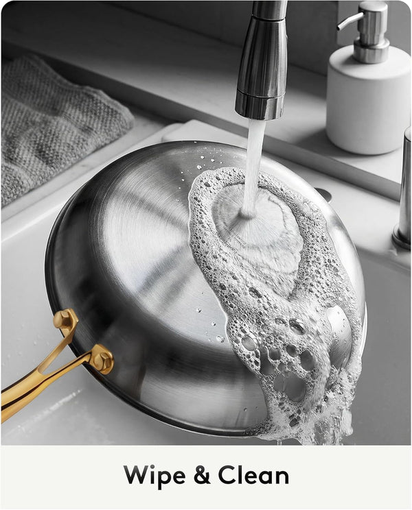 Titanium Pans for Cooking, Ø12In with Lid, Au Grantin Pan | Hammered Chef-Grade Design | Pfas/Pfoa/Ptfe-Free | Induction, Dishwasher & Oven-Safe8
