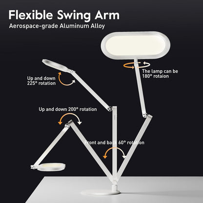 Premium LED Desk Lamp, Dual-Sided Soft Lighting with Knob Remote | Eye-Caring Diffused Light for Home Office, Video Conferencing, Zoom, Reading, Study, Craft, Stepless Dimming & Color, Memory7