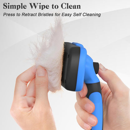 Swihauk Self Cleaning Slicker Brush - Skin Friendly Deshedding Grooming Tool for Dogs & Cats, Suitable for Shedding & Haired Pets, with Pet Supplies Accessories, Blue3