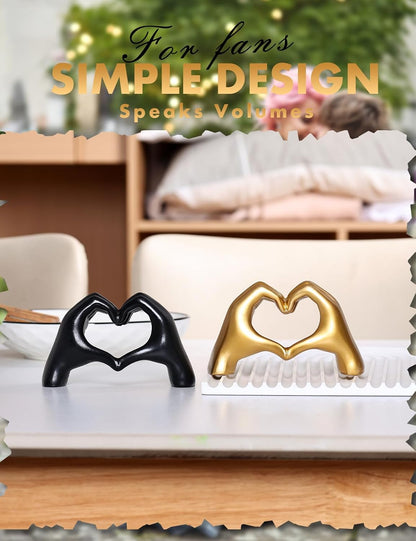 Small Heart Hands Sculpture-Gold Shelf Decor for Living Room, Love Finger Statue Modern Aesthetic Unique Accent Decor Bedroom Knick Knacks -Gifts for Wedding Christmas Birthday(Gold)8