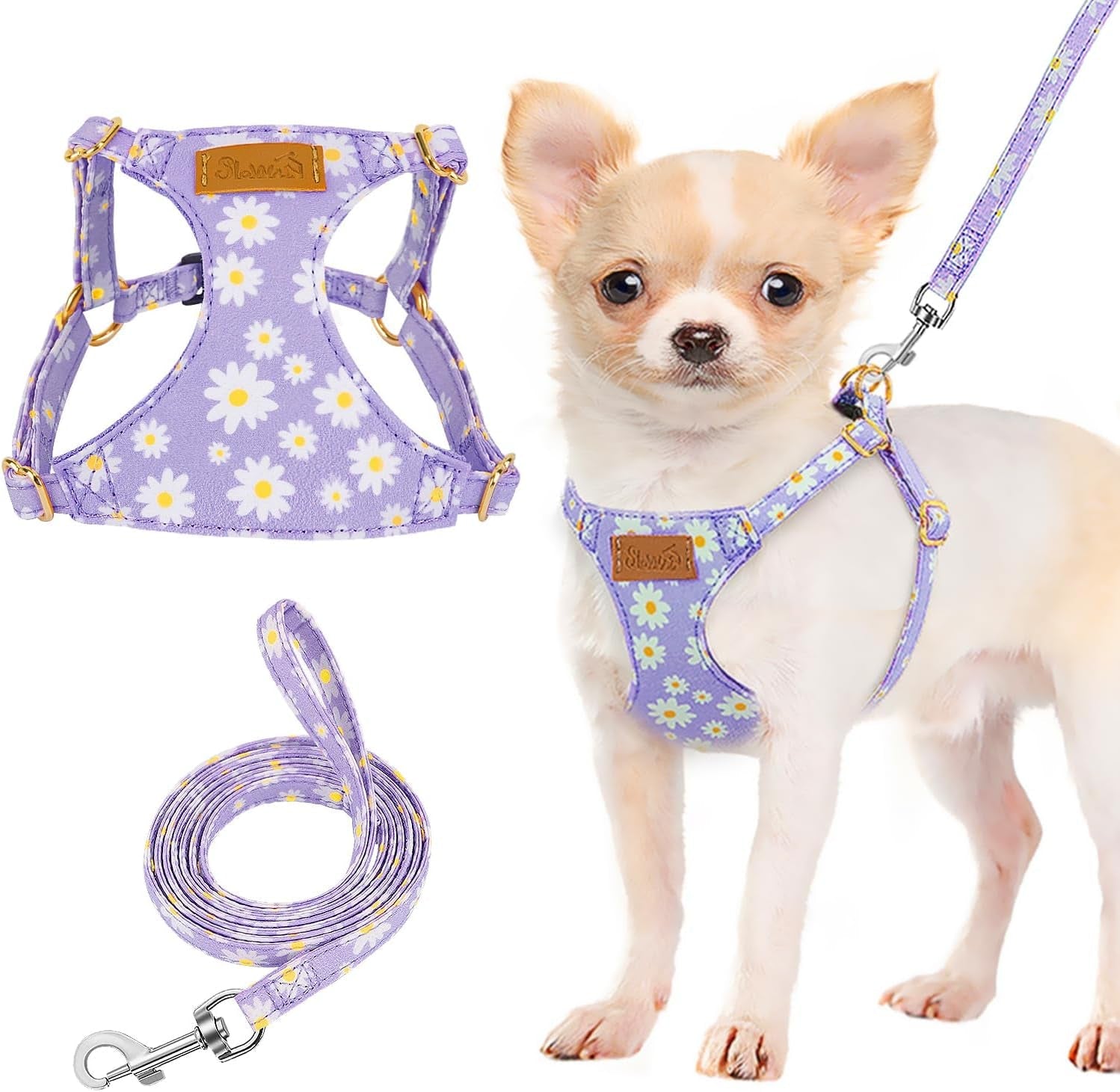 lukovee-no-pull-puppy-harness-and-leash-set-adjustable-lightweight-soft-suede-pet-harness-vest-with-snap-buckle-51in-leash-for-small-medium-dogs-pink-rose-xxs