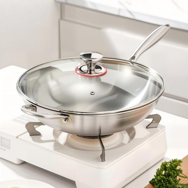 Stainless Steel 316 Wok with Lid, Stir-Fry Frying Pans, Oven and Dishwasher Safe, Induction Compatible (12.5 Inch)2