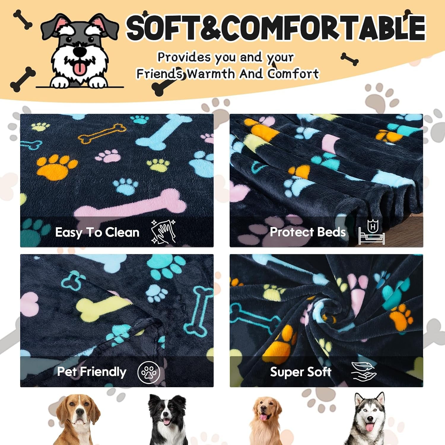 rezutan-blanket-for-large-dogs-cat-flannel-washable-soft-pet-mat-throw-cover-for-kennels-beds-sofas-furniture-protection-cute-paw-pattern-black-50x40-inch
