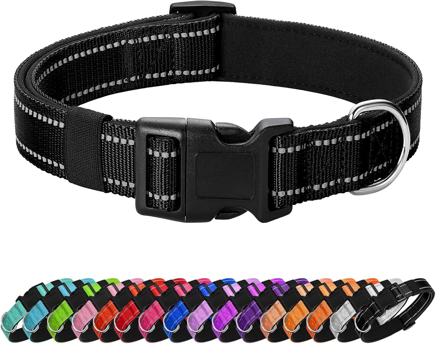 reflective-dog-collar-padded-with-soft-neoprene-breathable-quick-release-basic-dog-collars-for-medium-dogs-purple-girl