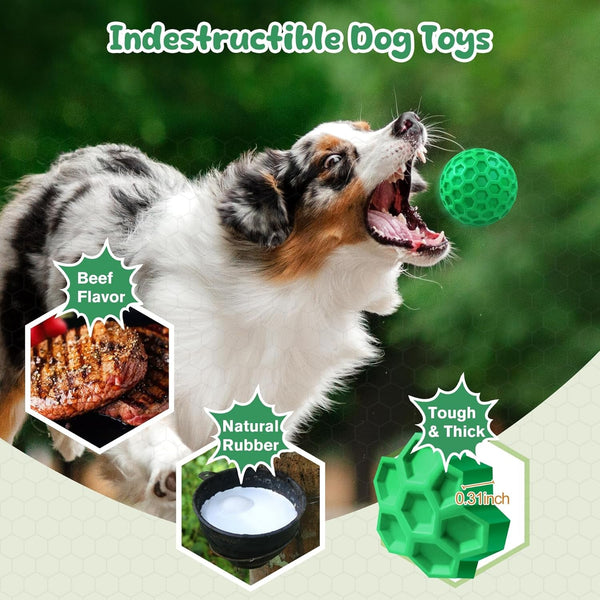 Tough Dog Chew Toys for Aggressive Chewers, Indestructible Dog Balls for Aggressive Chewers, Squeaky Balls for Dogs, Squeaky Toys for Large Dogs, Funny Heavy Duty Ball3